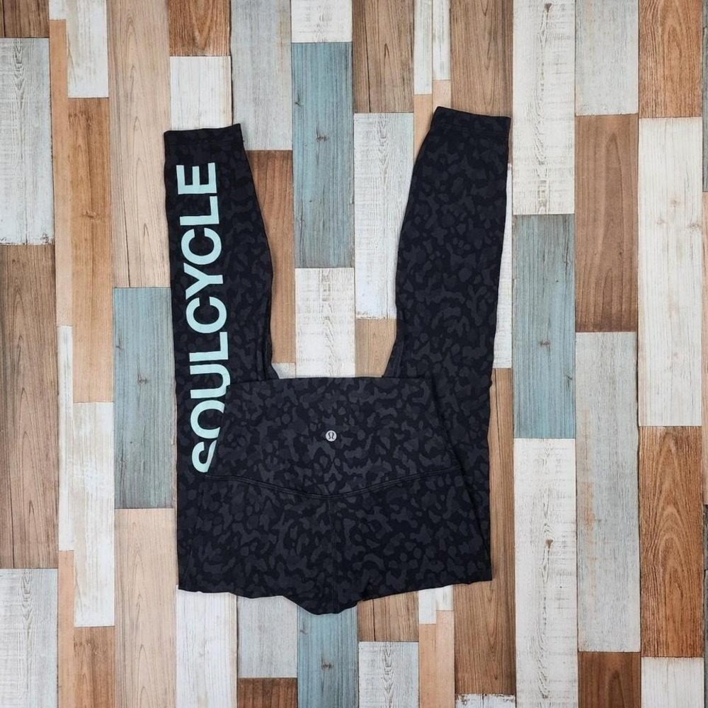 Lululemon Soulcycle Camo Print High-Waisted Leggings Black Small